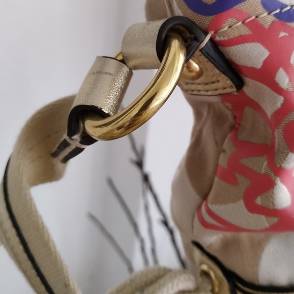 Authentic Coach Poppy F20762 Daisy Floral Gold Glitter Shoulder bag - Picture 4 of 17